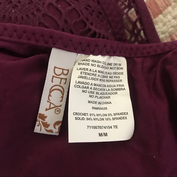 NWT Becca One Piece Purple Crochet Swimsuit M - Picture 7 of 8